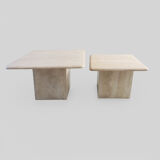 Set of 2 vintage travertine coffee tables or side tables