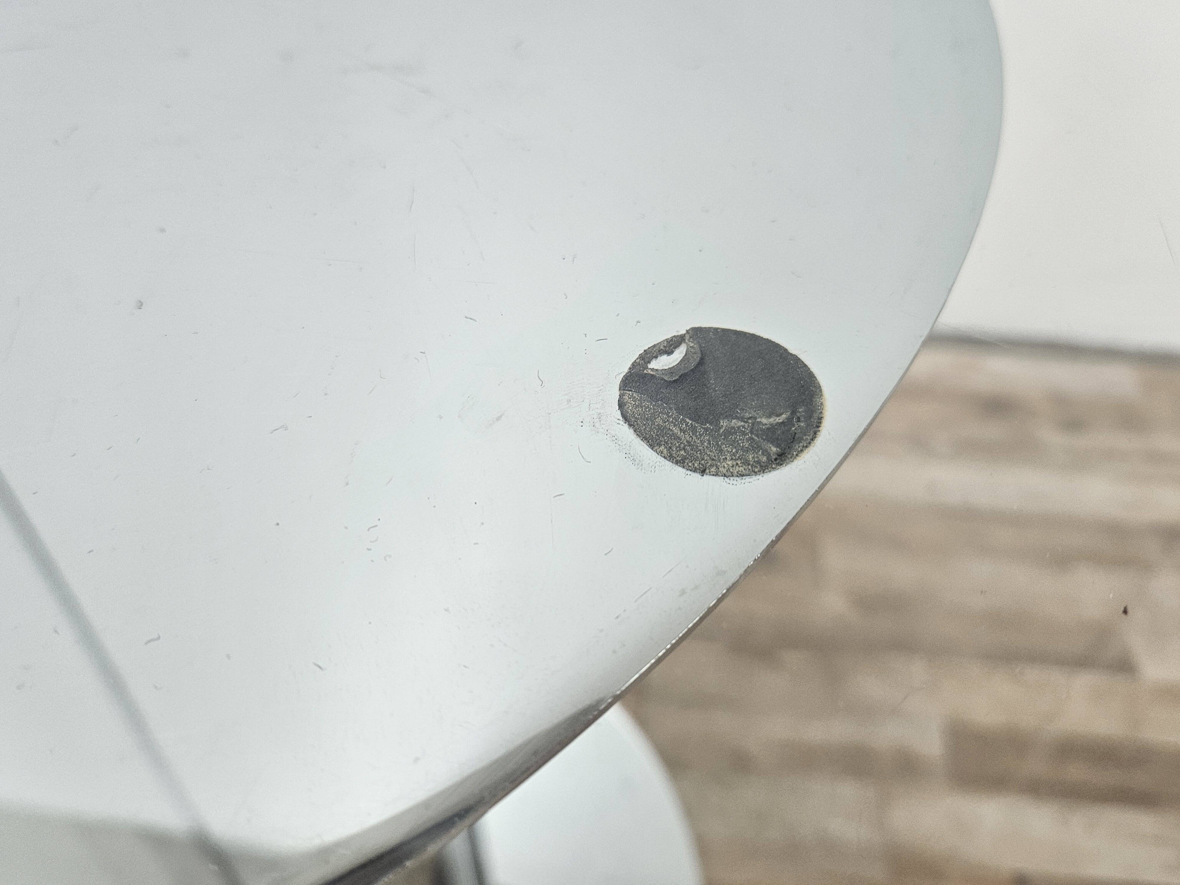 Vintage 70's metal table with round glass top