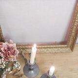 Pair of pewter candle holders