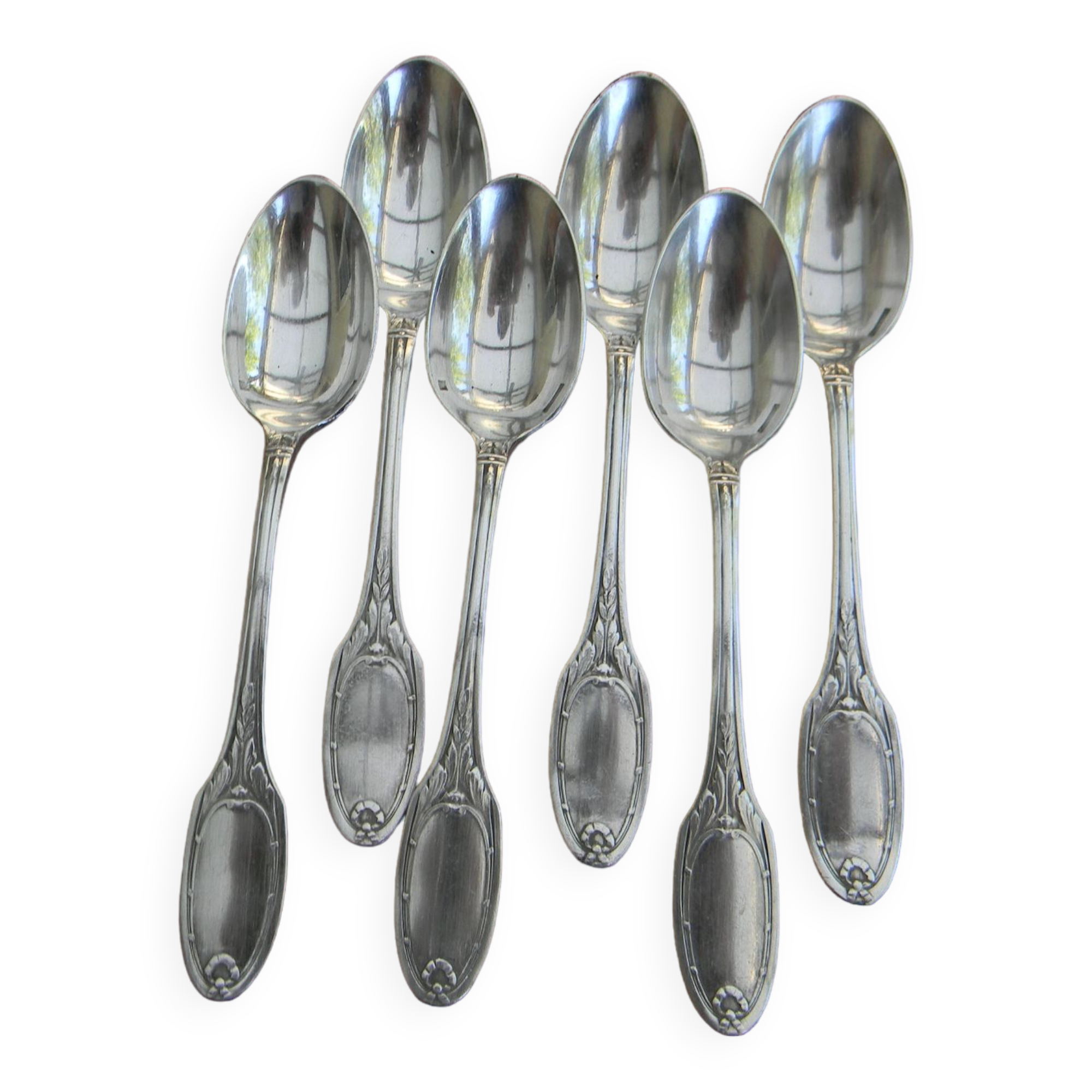 Set of 6 mocha spoons in silver metal christofle