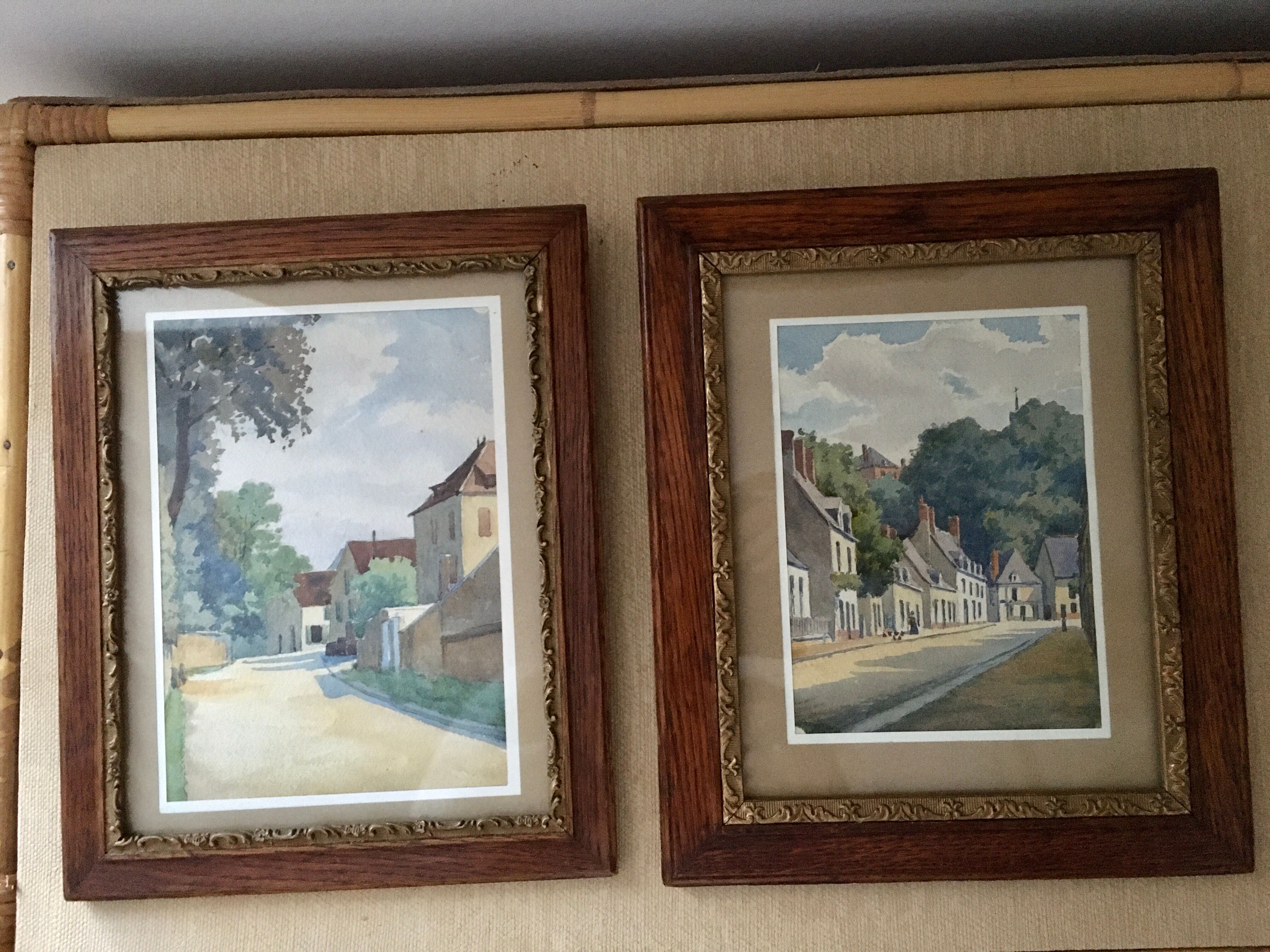 Duo d’aquarelles encadrées