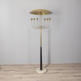 Lampadaire vintage des années 50 en onyx et laiton doré design italien