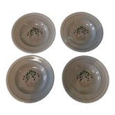 Series of four hollow plates Longwy 50s cherry blossoms