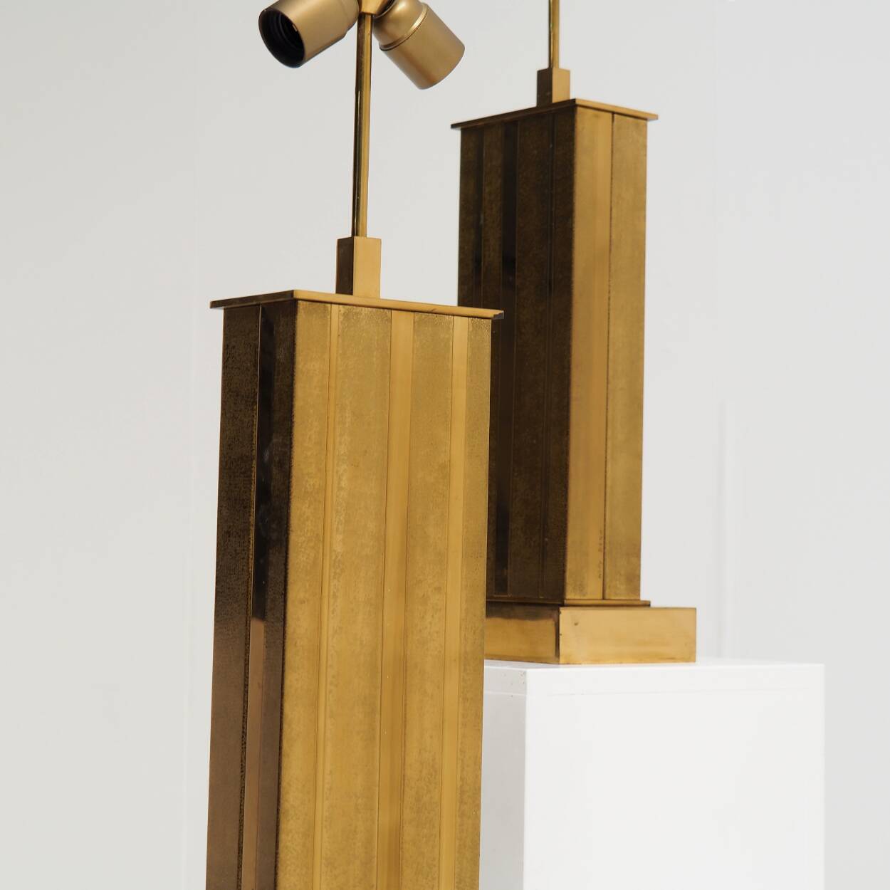 Pair of Large Brass Table Lamps by Willy Daro, Belgium, 1970s