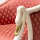 Trüggelmann - Swan neck armchair - Marble and gold base, poppy red damask