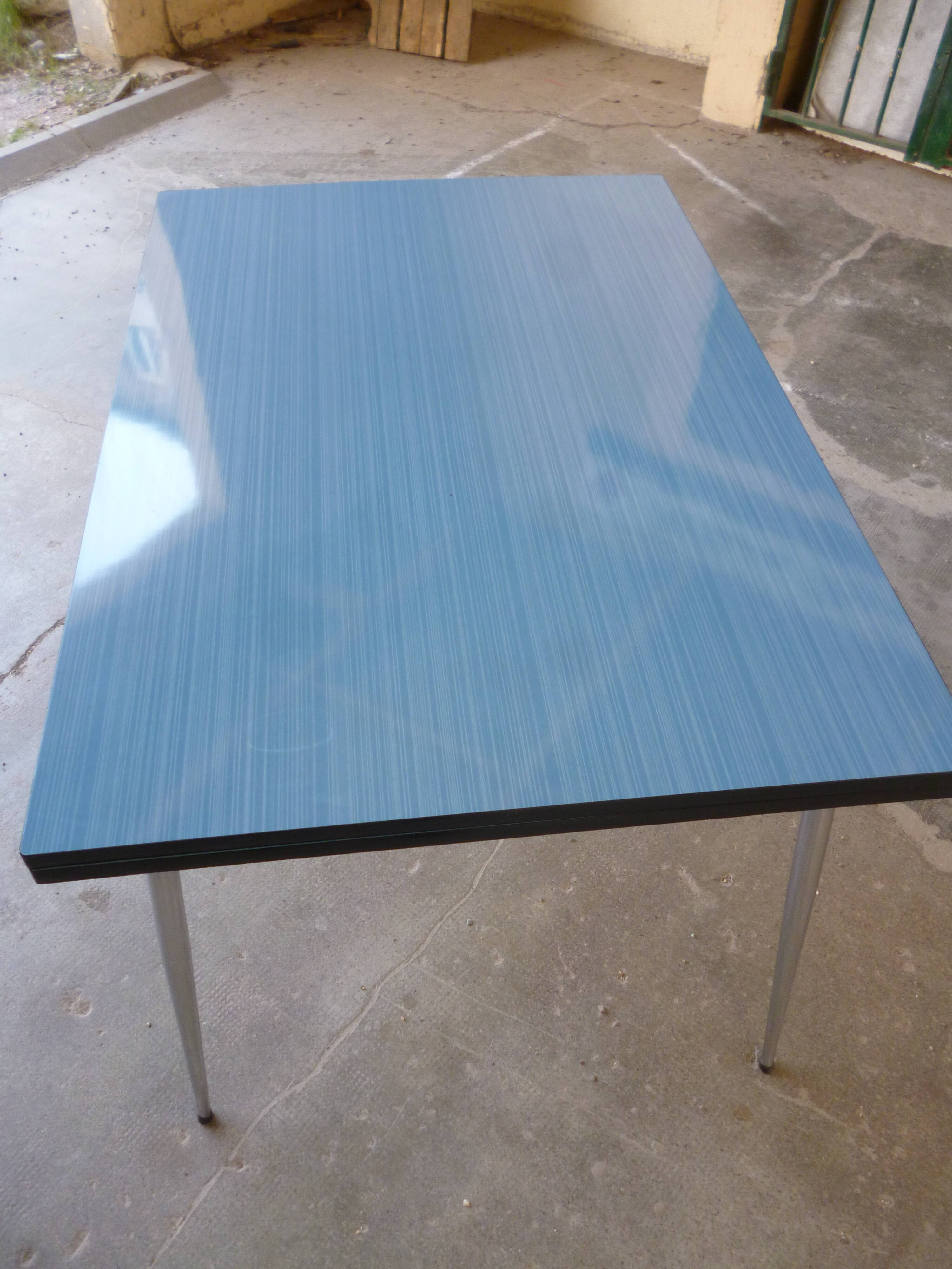 Blue formica table