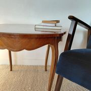 Flying table in Louis XV style with floral marquetry and bronze fittings.