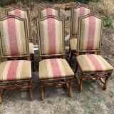 6 lounge chairs in sheepbone and fine fabrics 18/early 19th