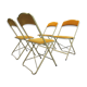 Série de 4 chaises pliantes métal doré et tissus