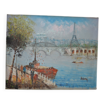 Old painting Caroline Burnet view of Paris 1900