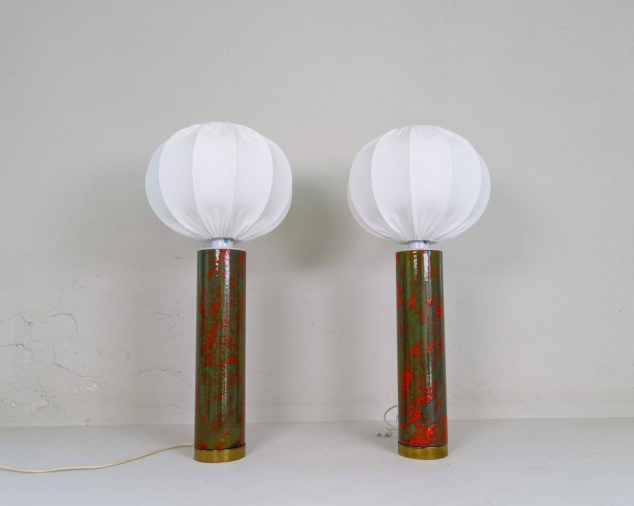 Rare and large ceramic table lamps from the mid-century, Sweden, 1960s.