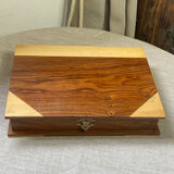 Wooden travel chess set, marquetry board