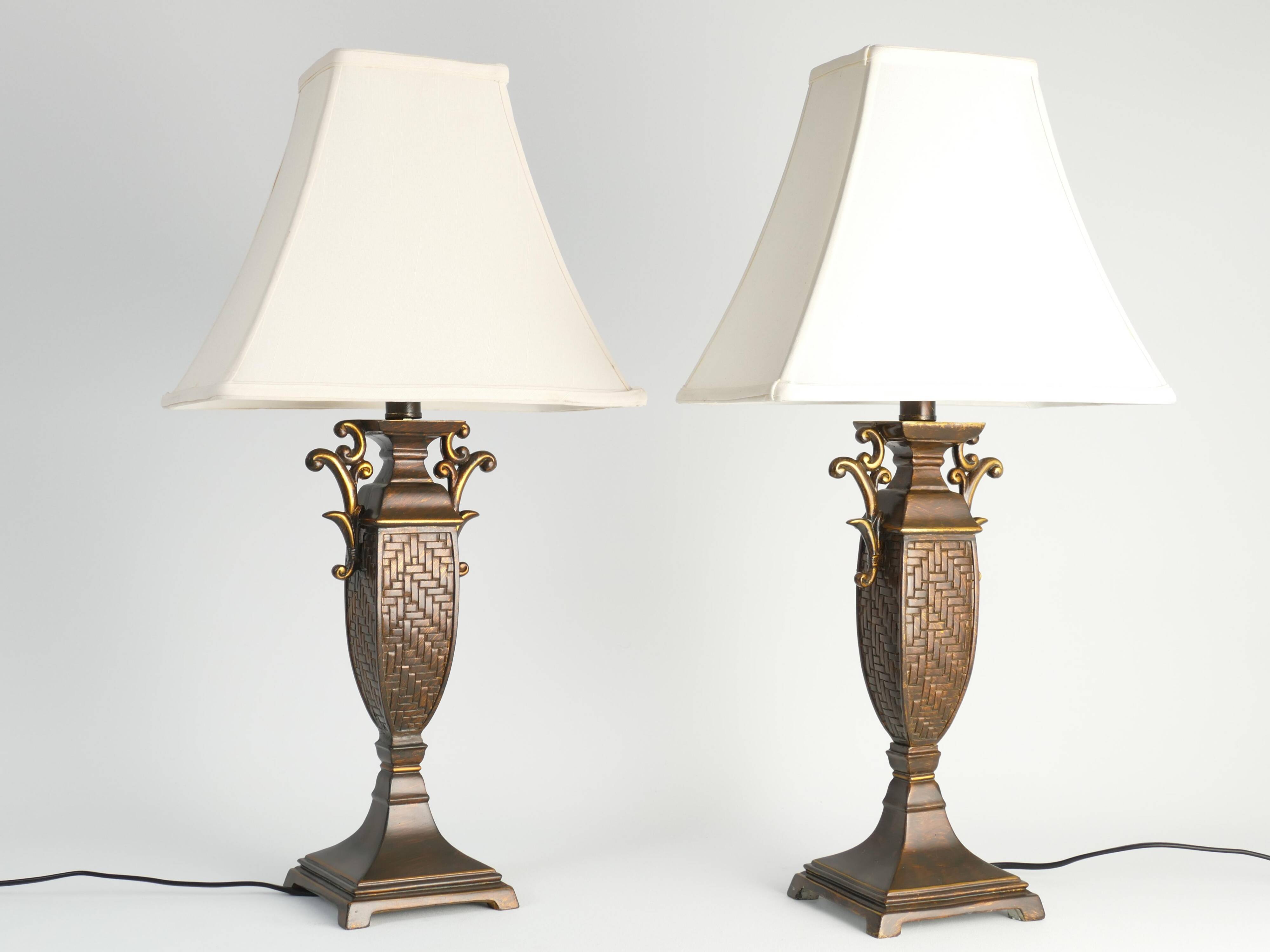 Chinoiserie Faux Rattan Amphora Table Lamps by Aneta, Sweden 1980's