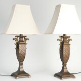 Chinoiserie Faux Rattan Amphora Table Lamps by Aneta, Sweden 1980's