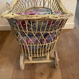 Christmas Pop-up 2022 -Vintage rattan doll stroller cradle