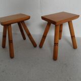 Ensemble vintage de 2 petites tables d'appoint/tabourets