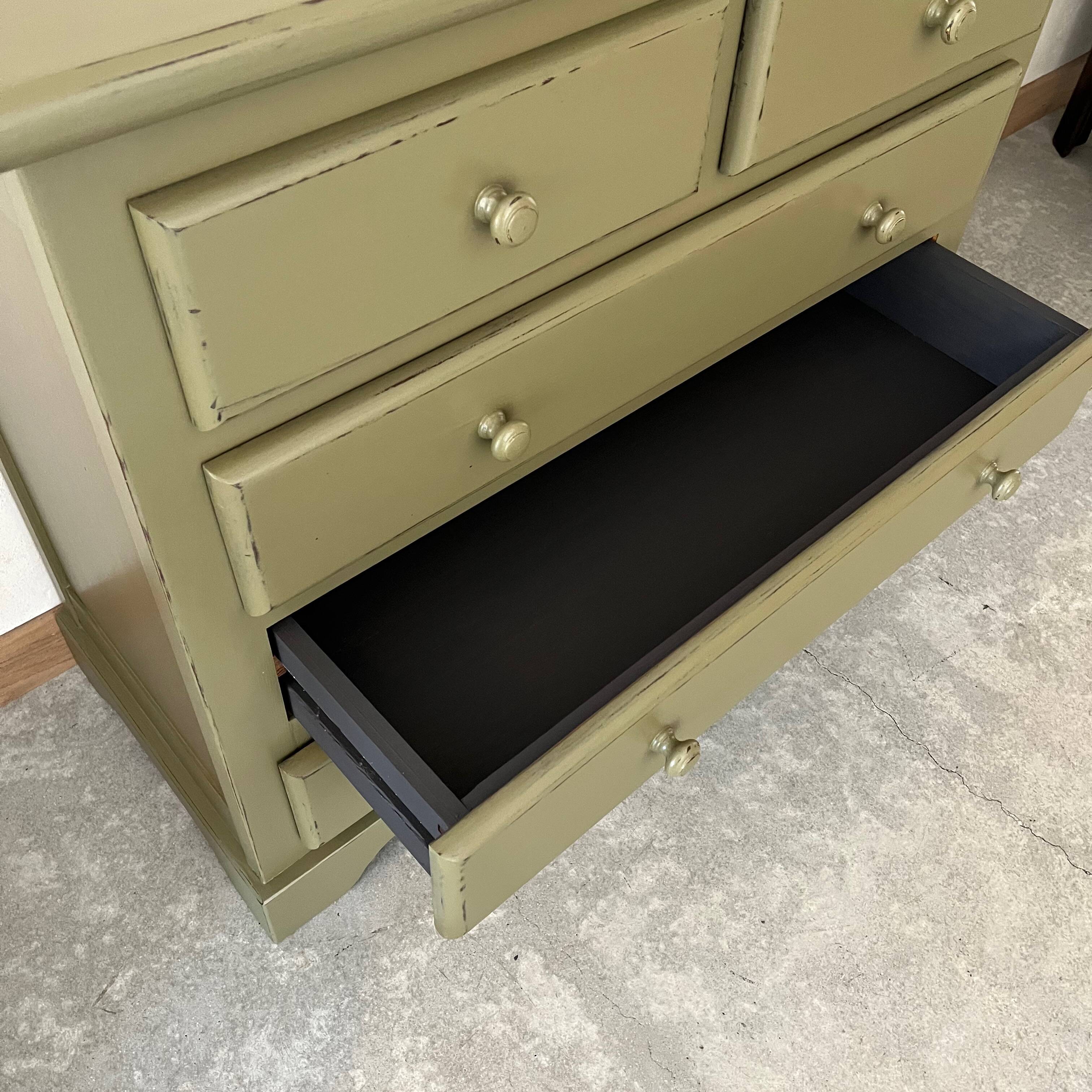 Green patinated chest of drawers