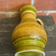 Vintage Large 60's Beige & Green Ceramic Vase from West Germany