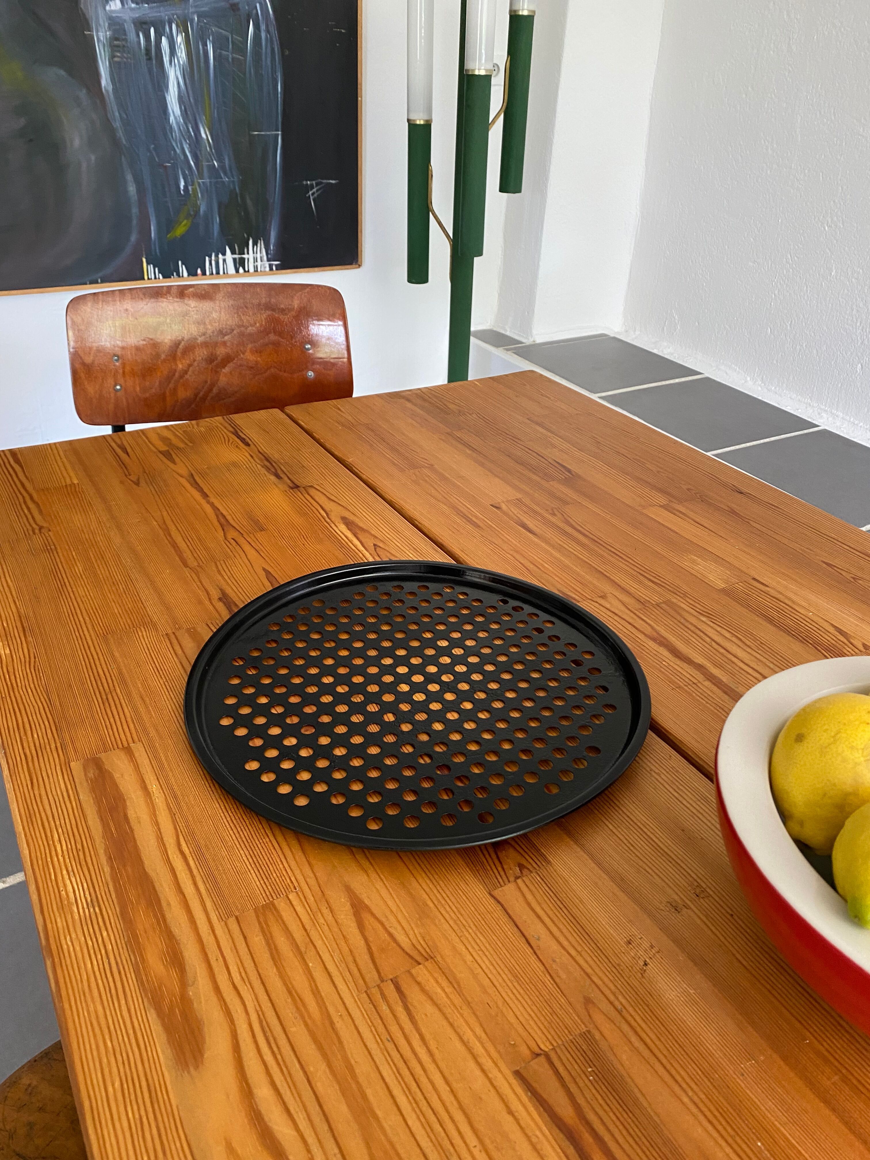 Vintage perforated metal tray