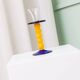 Murano Glass Candleholder - Postmodern Memphis Milano 1980s, Yellow Stem, Cobalt Base, Clear Cup