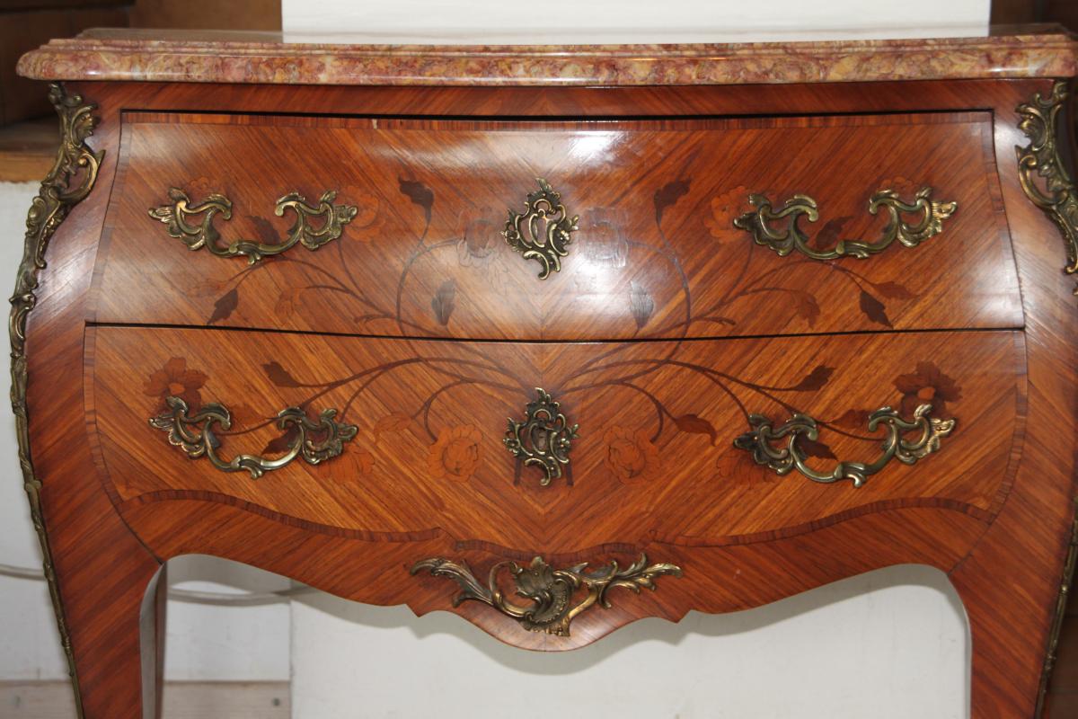Comfortable style Louis XV rosewood marquetry