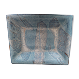 Rectangular dish glazed terracotta ceramic XXth signature