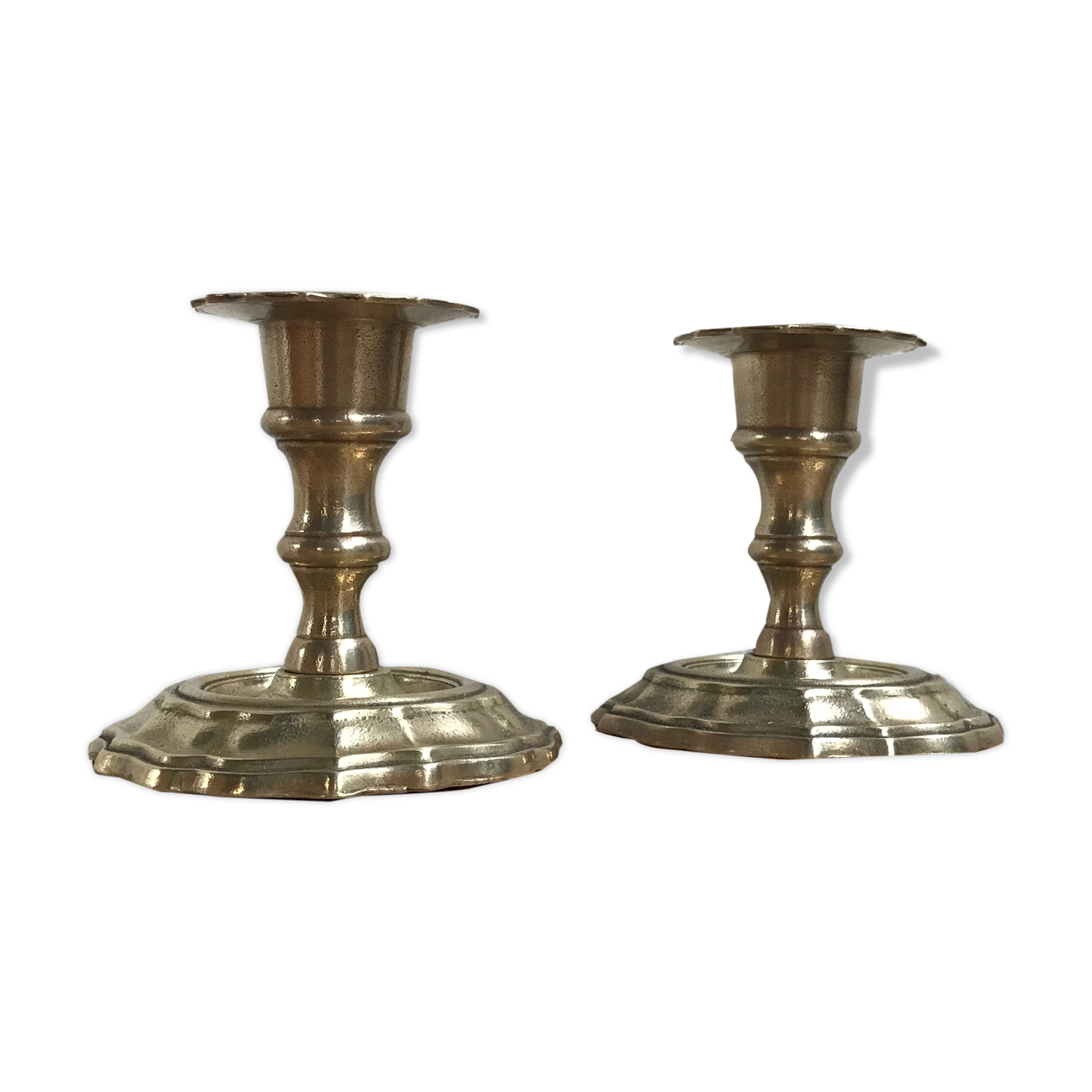 Pair of gold brass candlesticks