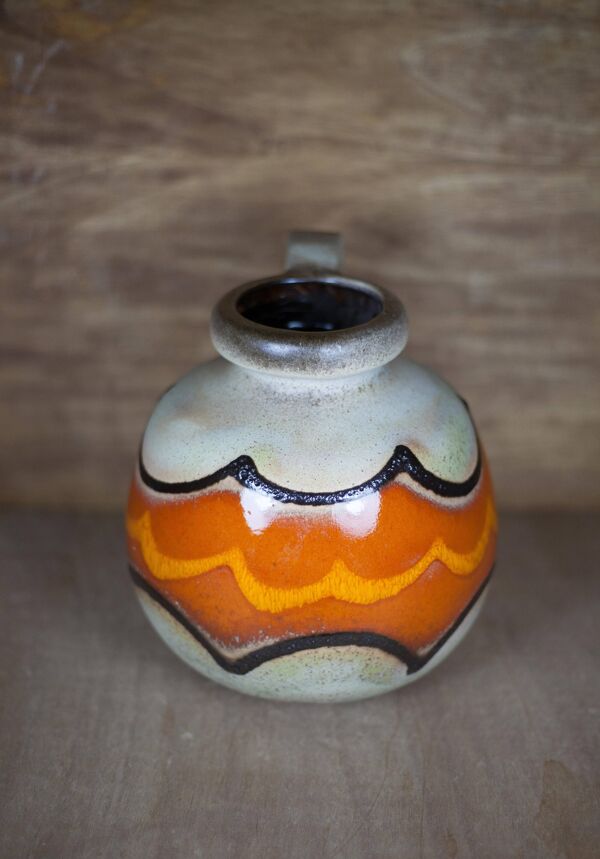 Vase céramique boule West Germany 484-21, vase avec anse, collection, décoration intérieur