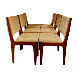 Am Møbler Denmark Set of six chairs, teak and tweed from the 70s