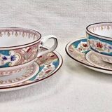 2 anciennes tasses + sous-tasses à thé porcelaine Sarreguemines Minton