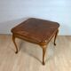 Table basse "chippendale" marqueterie et rotin