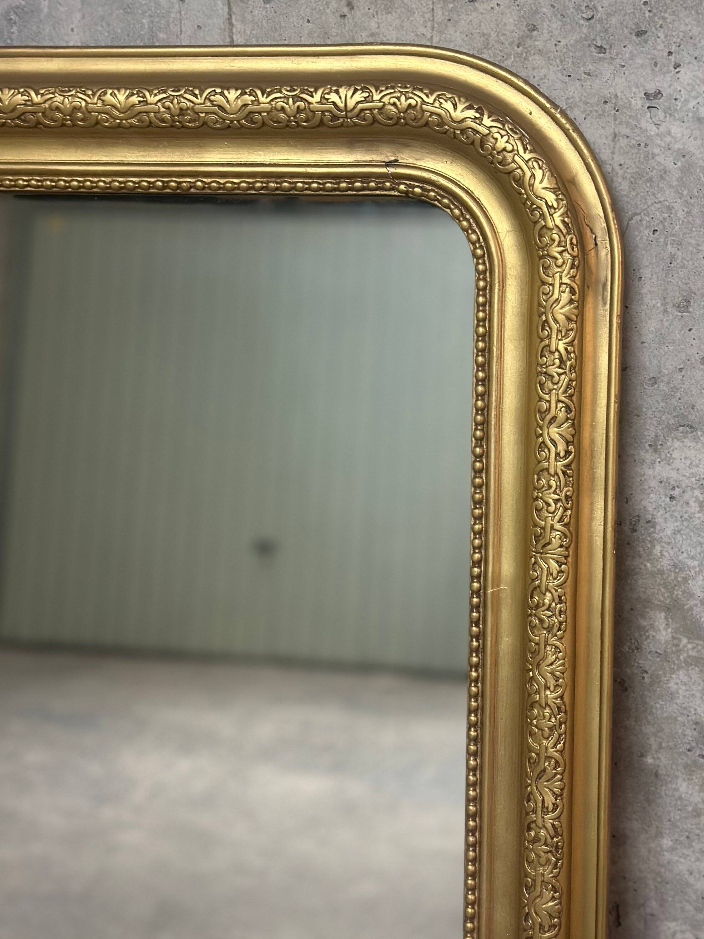 Antique Louis Philippe gilded vintage fireplace mirror - 86.5 x 62 cm