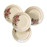 Set de 4 assiettes plates Badonviller, vintage français
