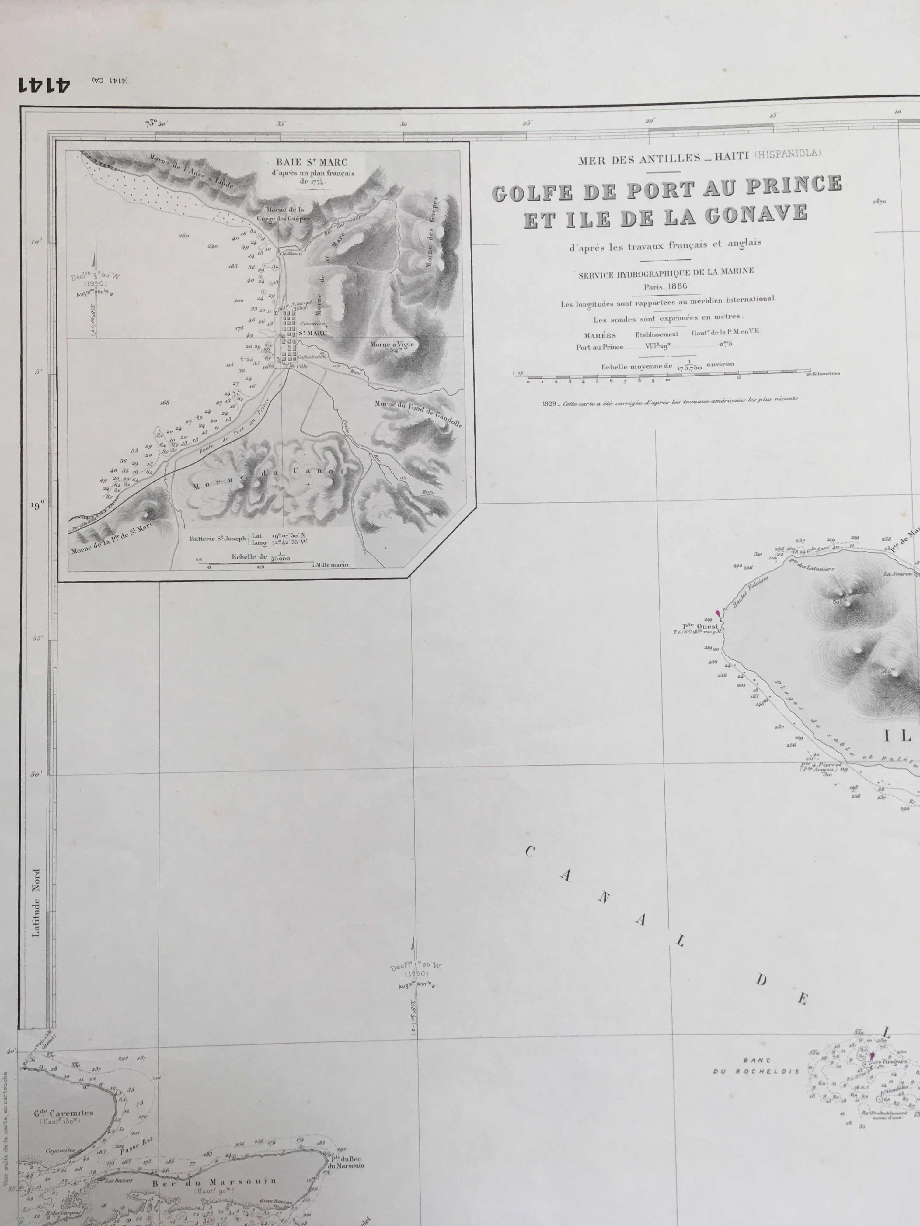 Ancient Marine Map of Haiti - Port to the Prince