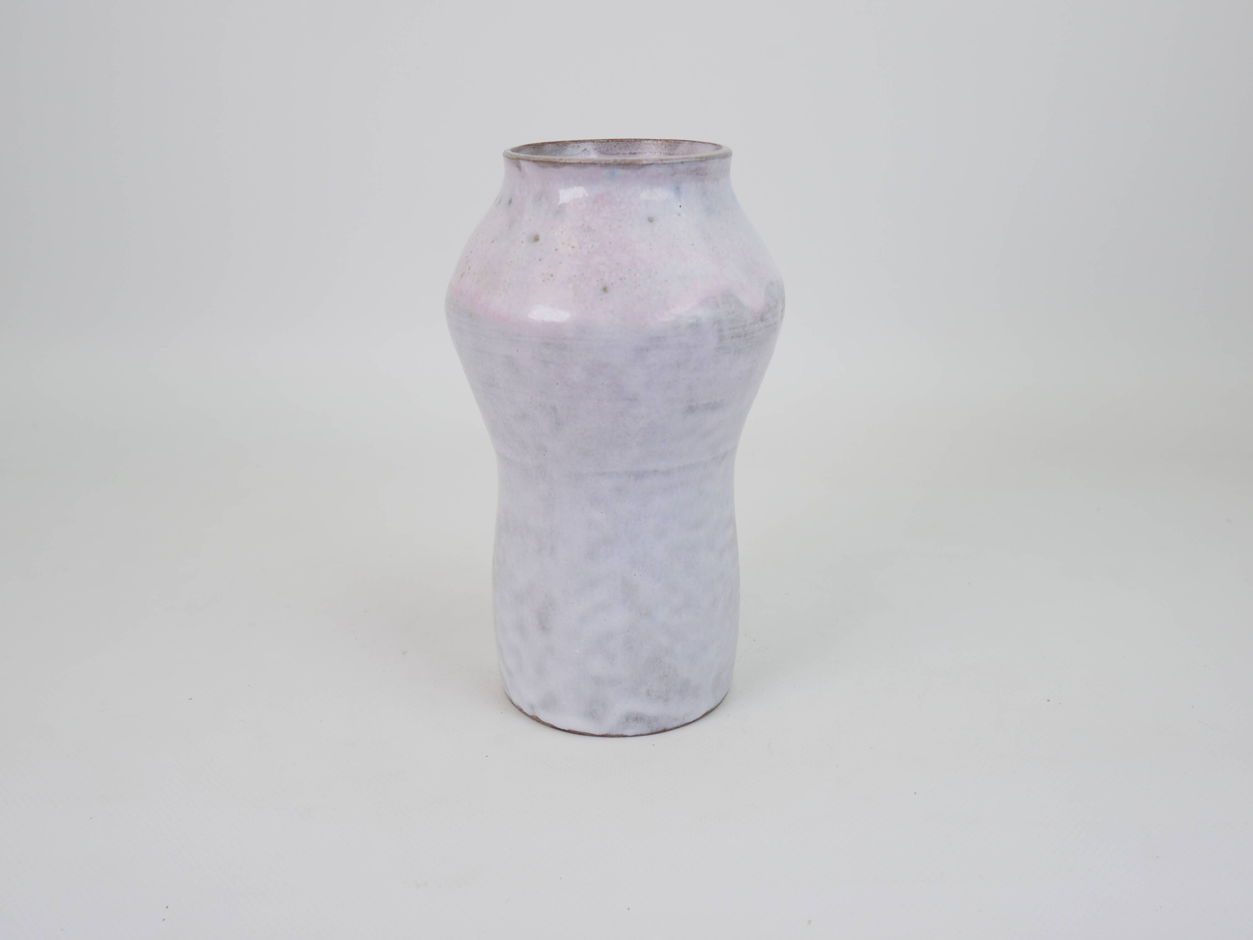White-pink glazed ceramic vase