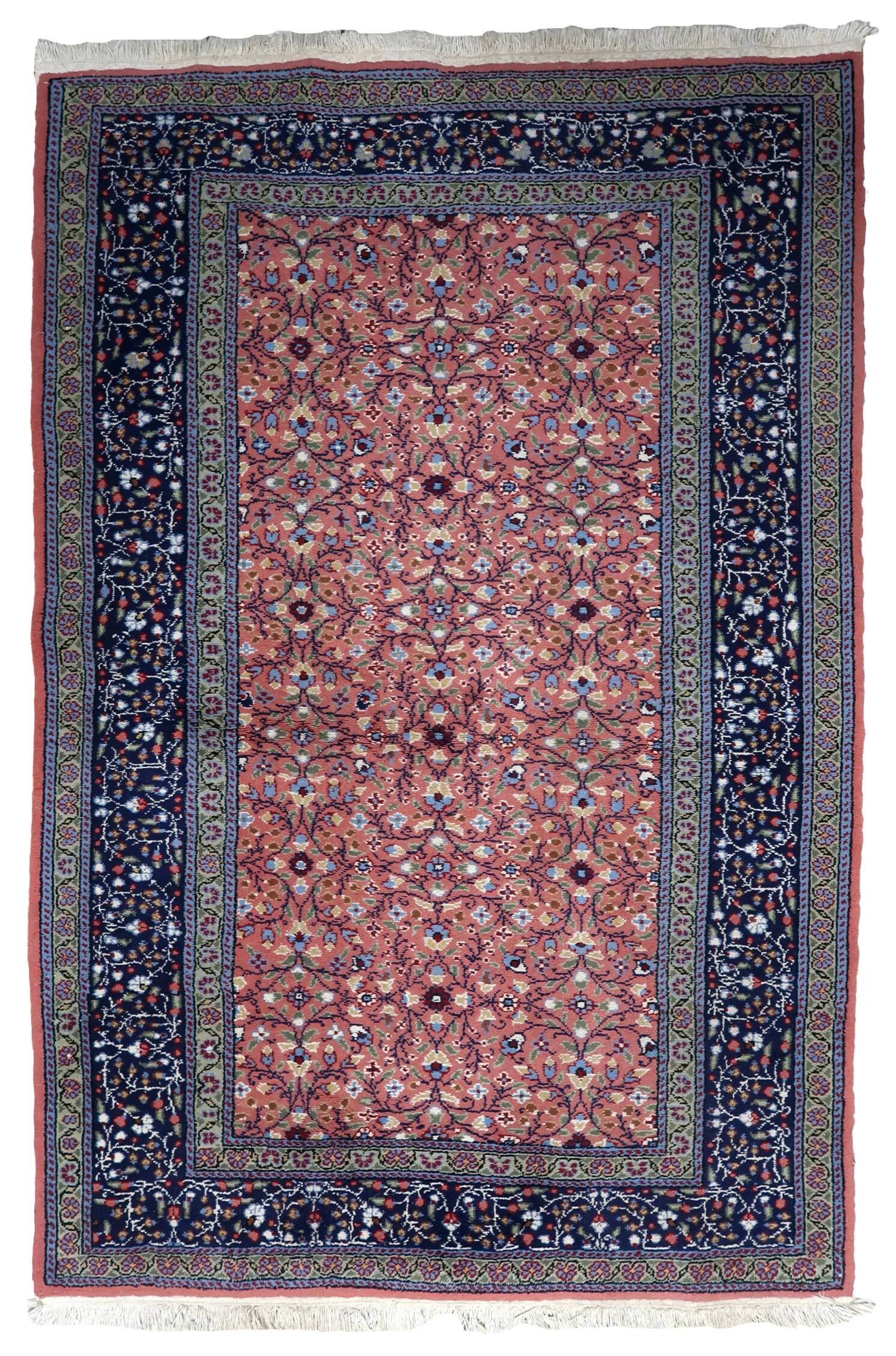 Handmade vintage Indian Agra rug 121cm x 183cm 1960s