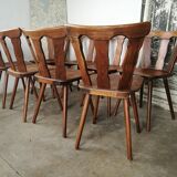 Set of 8 wooden bistro chairs