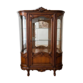Louis XV display cabinet ensemble in solid brown wood.
