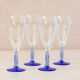 4 flutes à champagne - pied bleu