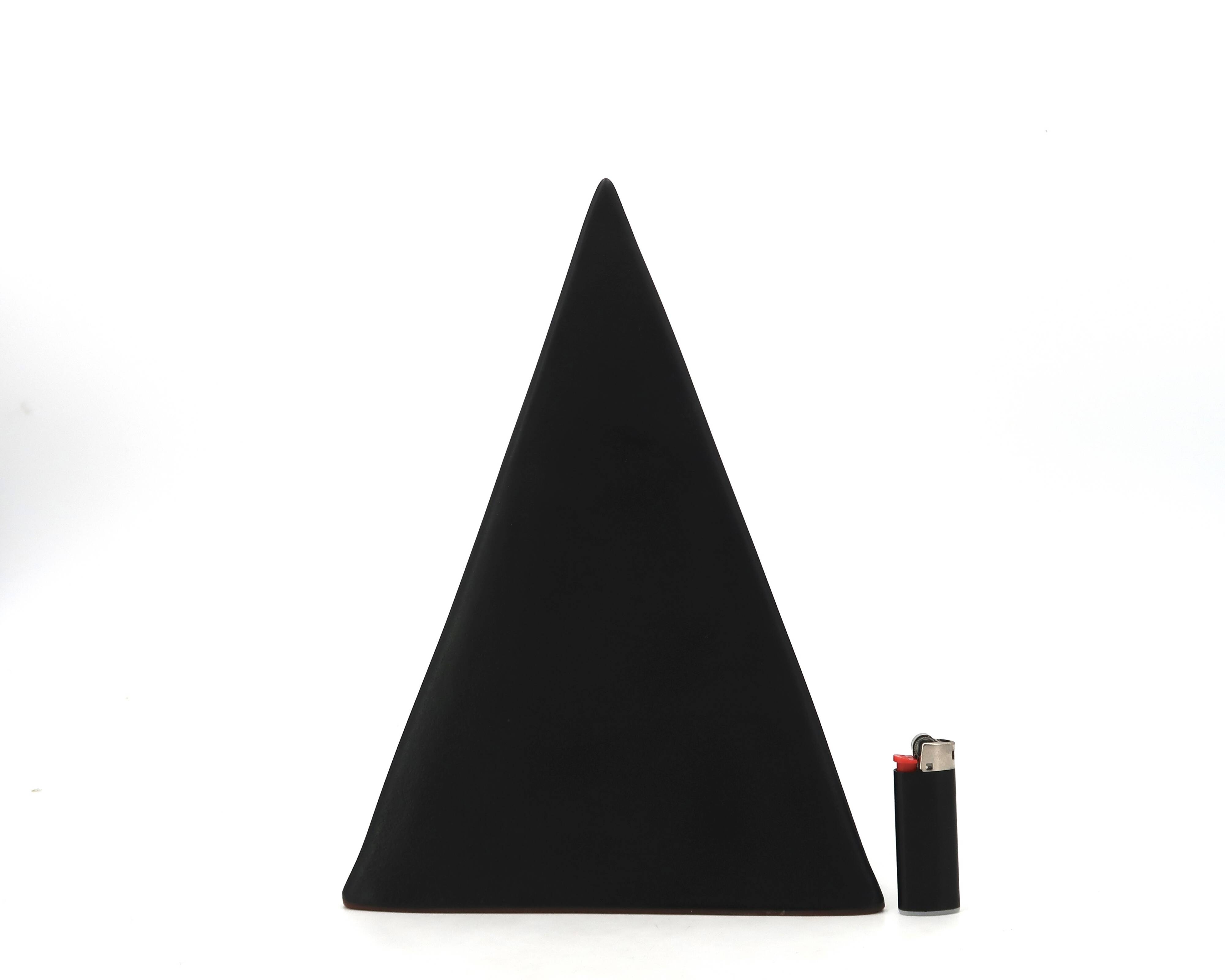 Black pyramid sculpture by Antonio Lampecco in ceramic, 1980s