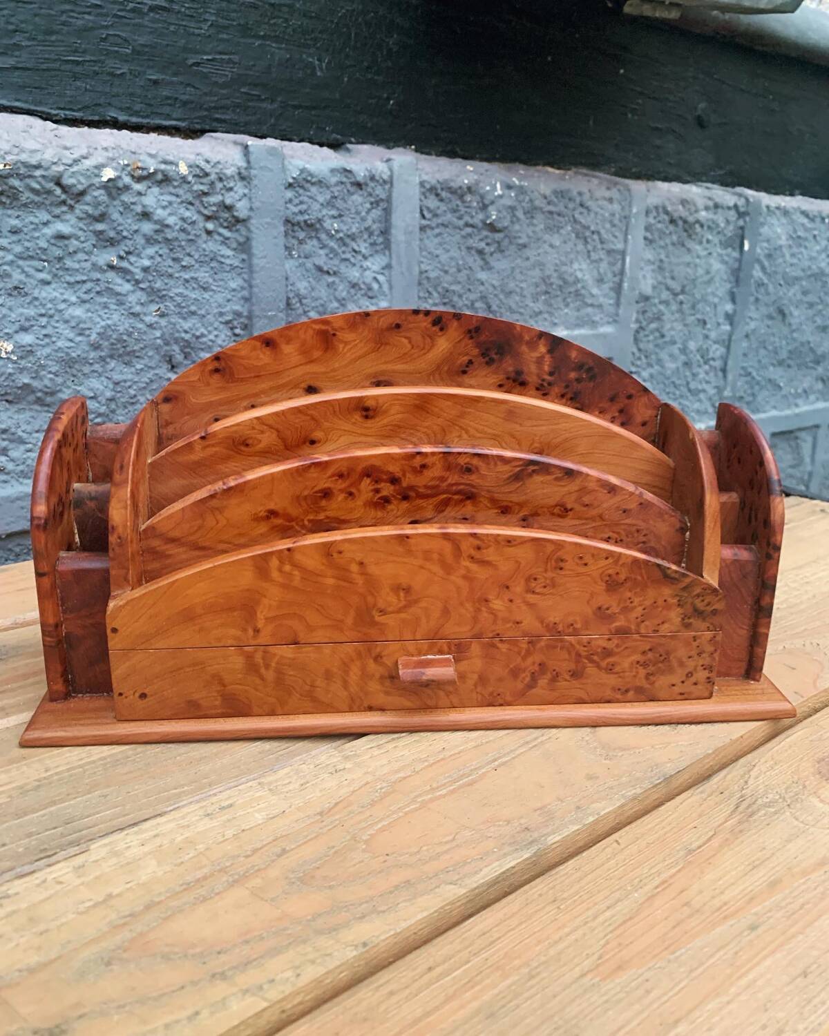 Mail holder in thuja, Art Deco style