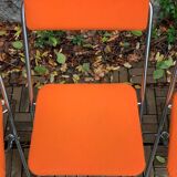 Framar folding chairs orange felt 1970