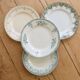4 vintage ironstone dinner plates - Green tones
