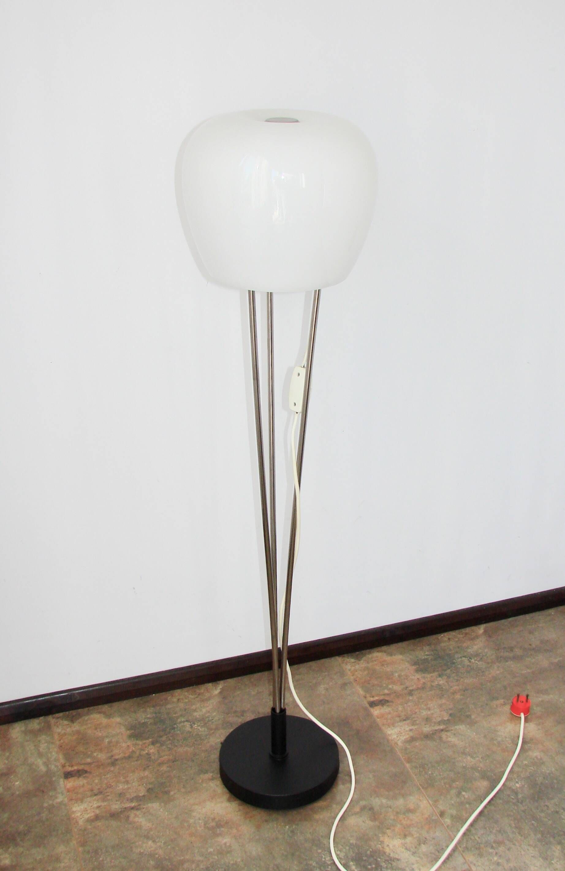 A. Gałęcki floor lamp, Poland, 1970s, metal and glass, vintage