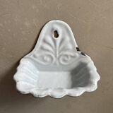 Antique enamelled metal wall mounted soap dish