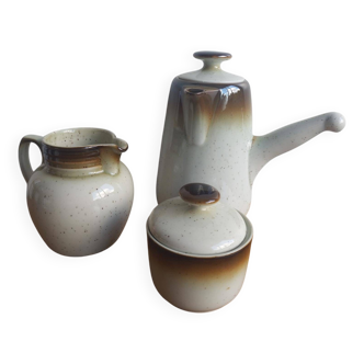 Ensemble vintage en céramique théière pot à lait et surcrier ceradesign