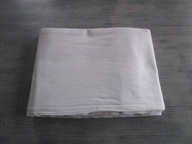 Antique cotton sheet: 300x210cm - monogrammed M.T - drawn thread embroidery