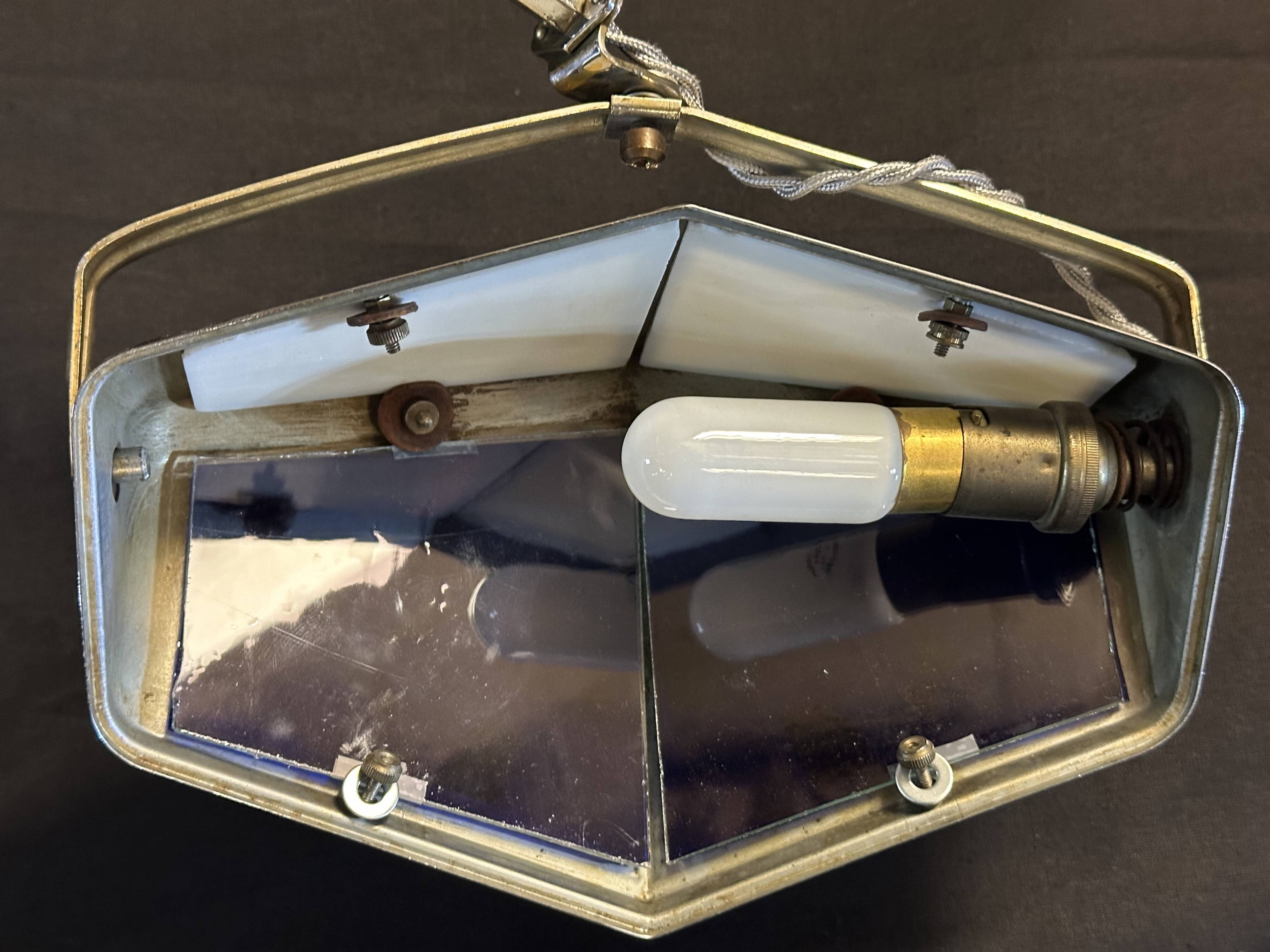 Large PIROUETT Art Deco metal chromo glass clouds lamp