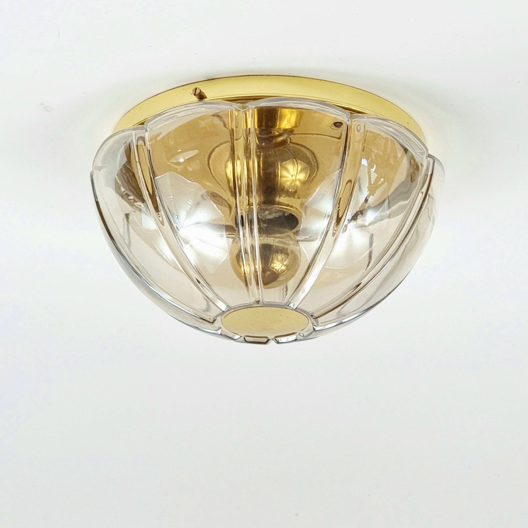 Mid-Century Glass & Brass Ceiling Light from Limburg, Germany, 1960s