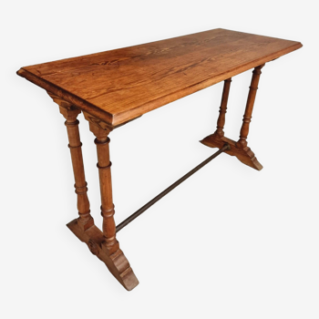 Antique bistro table French pine side table 48 x 118 cm